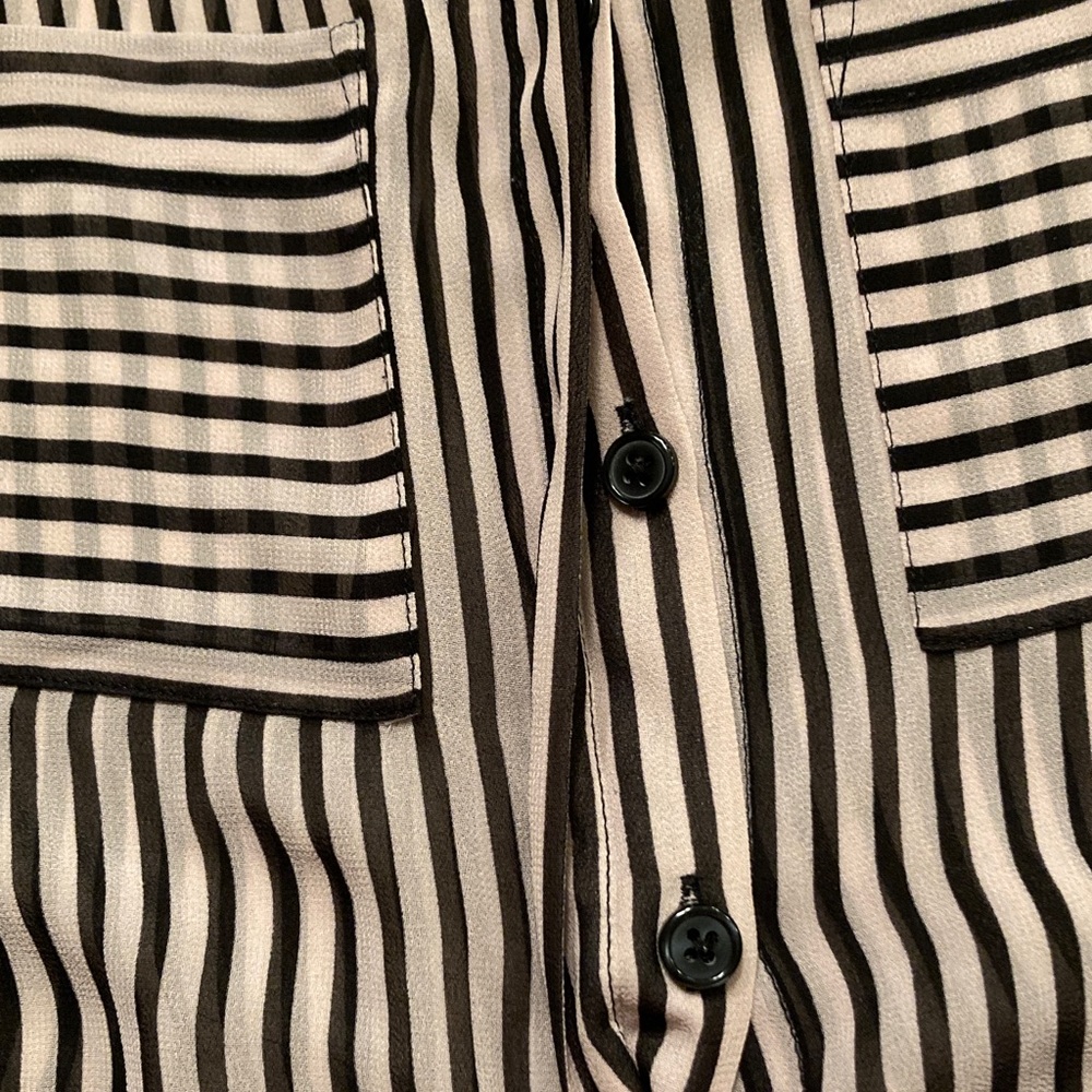 LOFT Petites Sheer Striped Button-Up Blouse Women Size SP - Picture 8 of 12